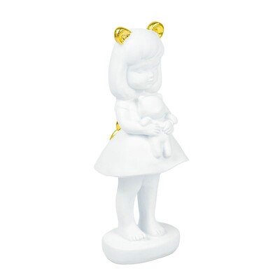 Foto Escultura Decorativa Menina com Ursinho