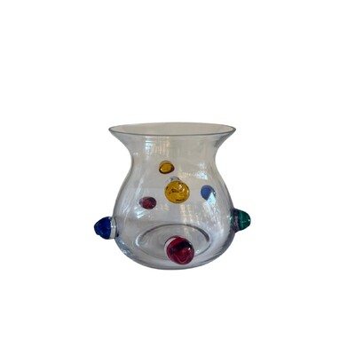 Foto Vaso Decorativo em Vidro Transparente com Bolas Coloridas em Alto-Relevo