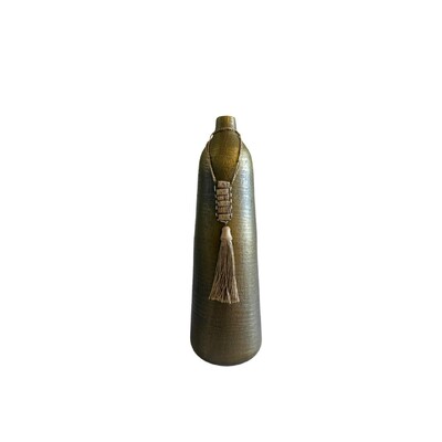 Foto Vaso Decorativo de Metal Bronze com Colar em Fibra Natural