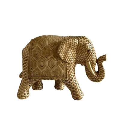 Foto Escultura Decorativa Elefante Palha