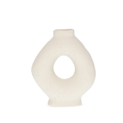 Foto Vaso Decorativo em Cerâmica Off-White Vazado