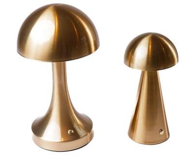 FotoLuminária Cogumelo USB em Metal Dourado