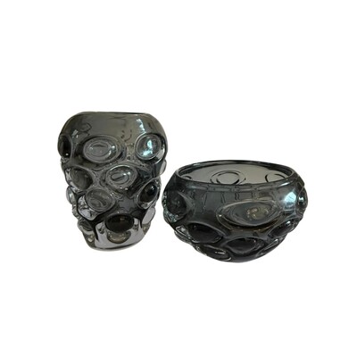 FotoVaso Decorativo em Vidro Estilo Murano Fumê