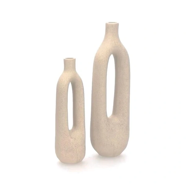 Vaso Decorativo em Cerâmica Off-White – Vazado