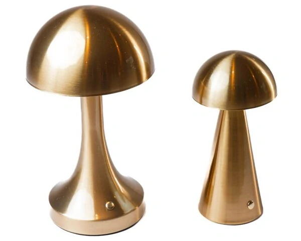 Luminária Cogumelo USB em Metal Dourado
