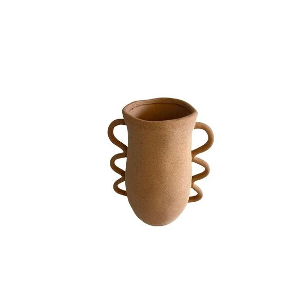 Vaso Decorativo em Cerâmica Terracota com Alças Onduladas