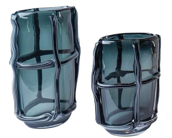 Vaso Decorativo em Vidro Fumê Estilo Murano
