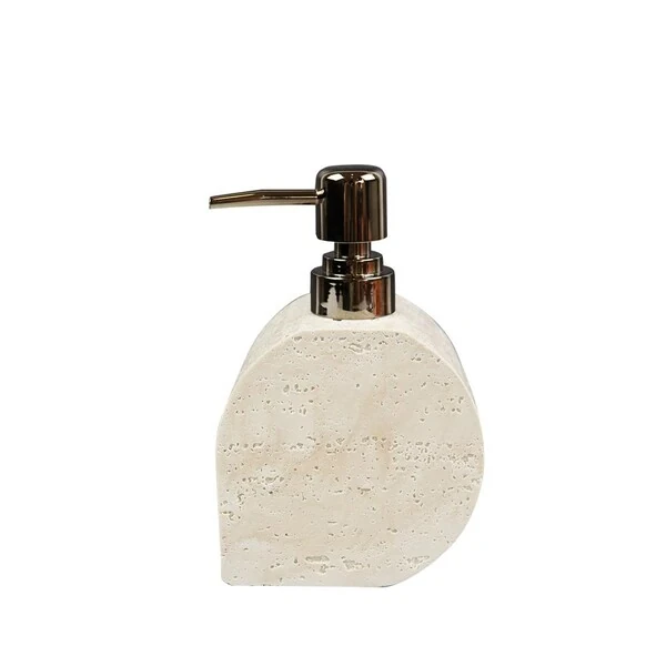 Porta-Sabonete Líquido em Resina Mesclado Bege com Dispenser Cobre