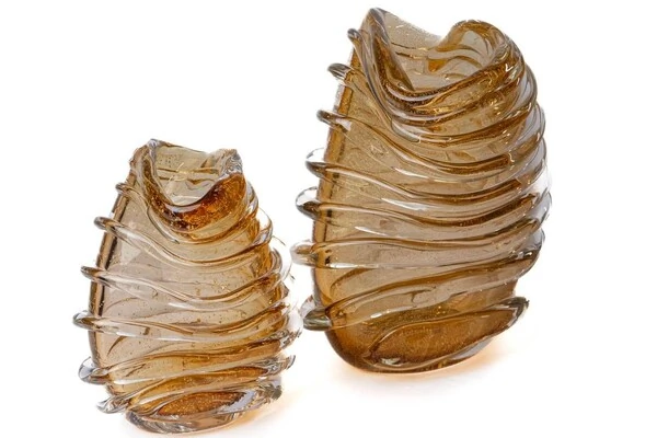 Vaso Decorativo em Murano Âmbar com Ouro 24K