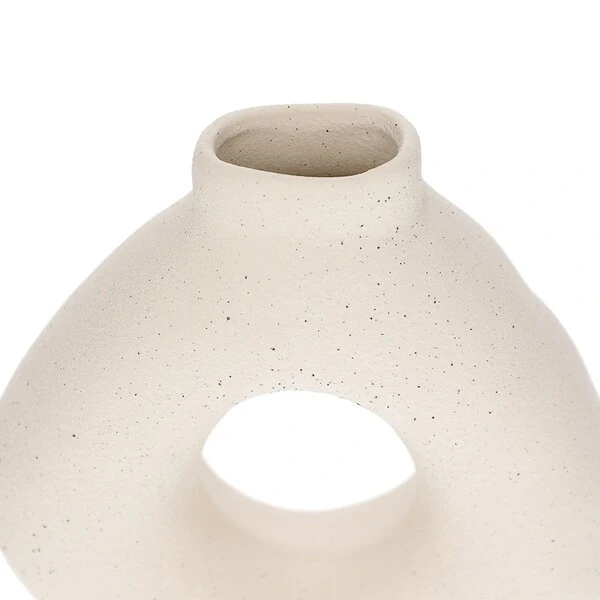 Vaso Decorativo em Cerâmica Off-White Vazado