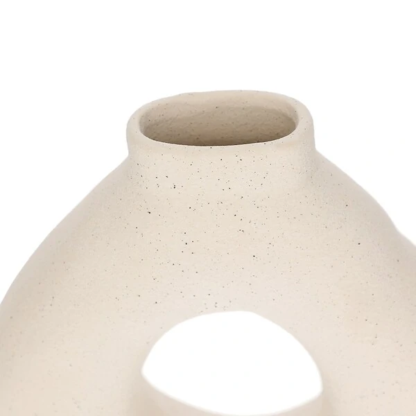 Vaso Decorativo em Cerâmica Off-White Vazado