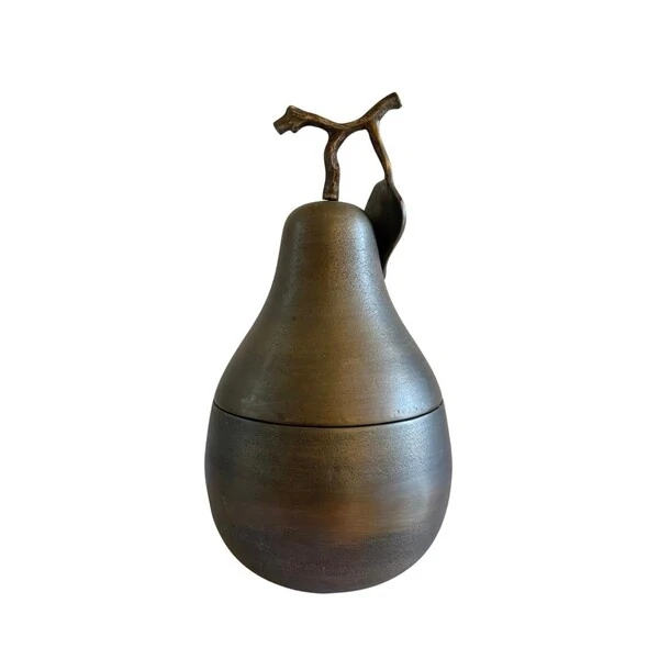 Pote Decorativo em Formato de Pera – Metal Ouro Envelhecido