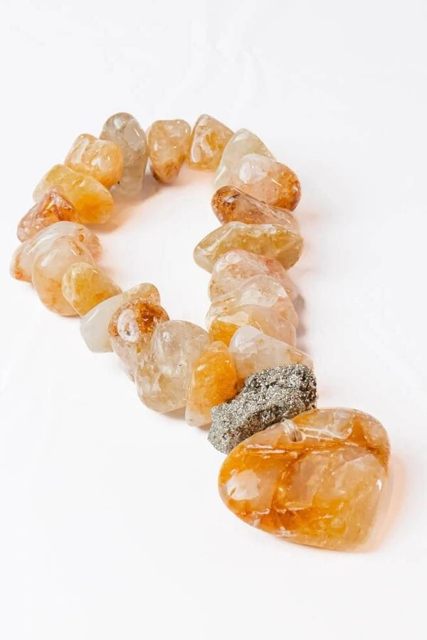 Colar Decorativo em Citrino e Pirita