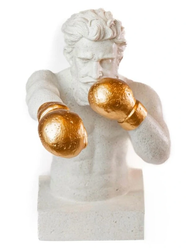 Escultura Lutador de Box em Pó de Pedra