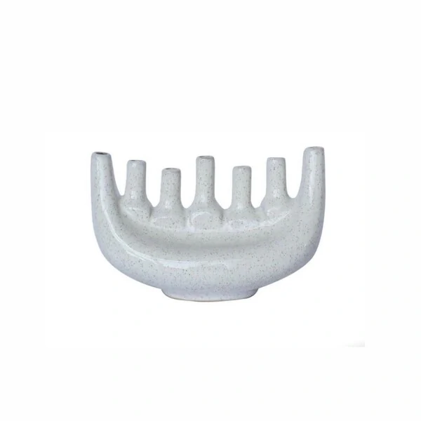 Vaso Decorativo em Cerâmica Branco com Múltiplas Bocas