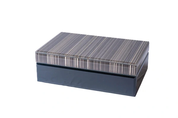 Caixa Decorativa em Vidro Preto, Bege e Dourado