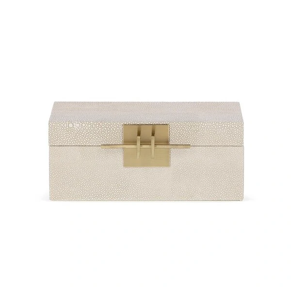 Caixa Decorativa em MDF com Revestimento em PU e Metais Dourados