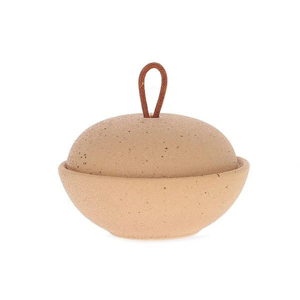 Pote Decorativo em Cerâmica com Puxador de Couro