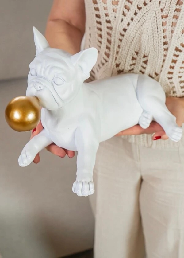 Escultura Decorativa Bulldog com Balão