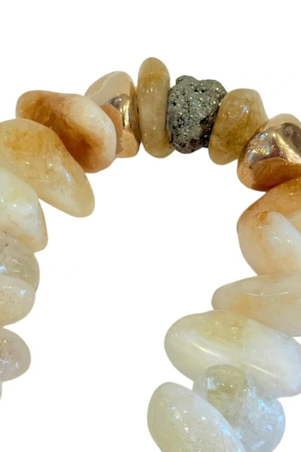 Colar Decorativo em Citrino e Tassel de Seda