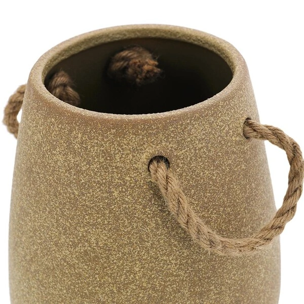 Vaso Decorativo em Cerâmica com Alça em Corda