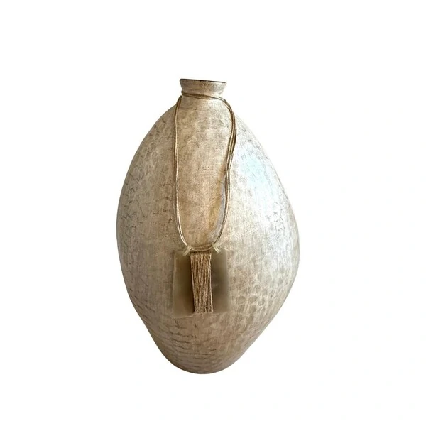 Vaso Decorativo em Cerâmica Mesclada com Detalhes Artesanais