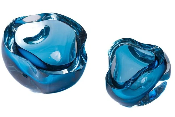 Vaso Decorativo em Vidro Azul Estilo Murano