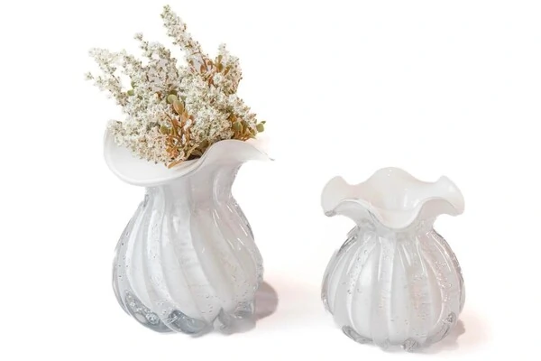 Vaso Decorativo Trouxinha Branco Estilo Murano