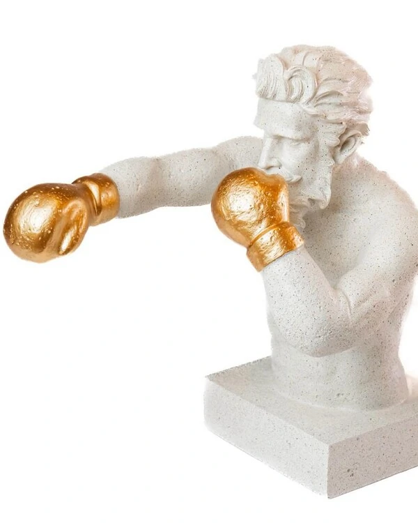Escultura Lutador de Box em Pó de Pedra