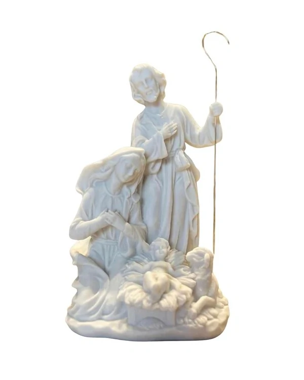 Imagem Decorativa Natividade – Sagrada Família com Cajado Dourado