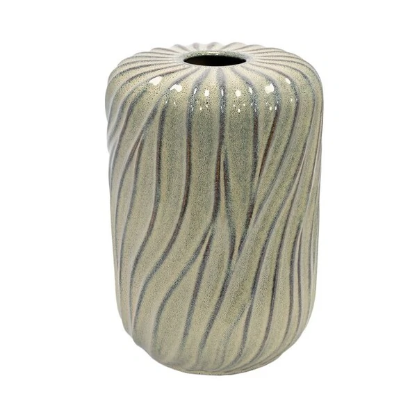 Vaso Decorativo de Cerâmica Bege e Marrom