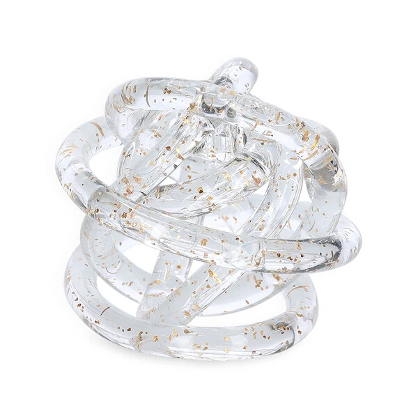 Escultura Decorativa Esfera em Vidro com Partículas Douradas