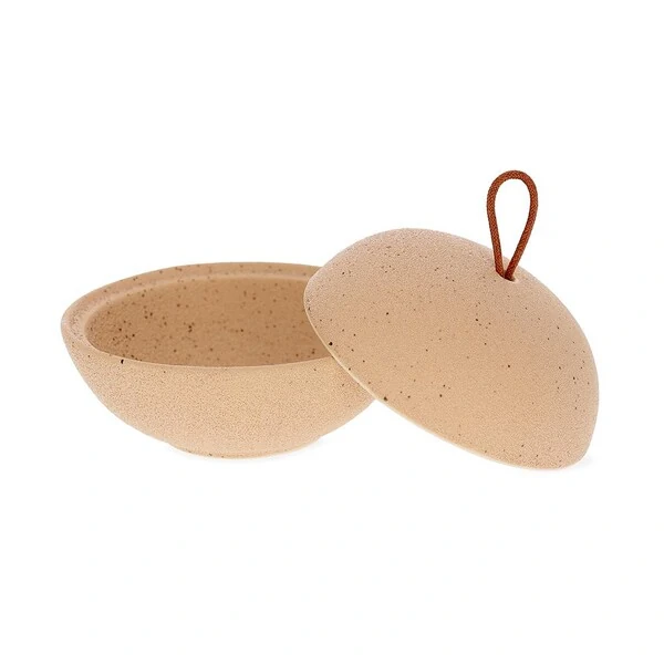 Pote Decorativo em Cerâmica com Puxador de Couro