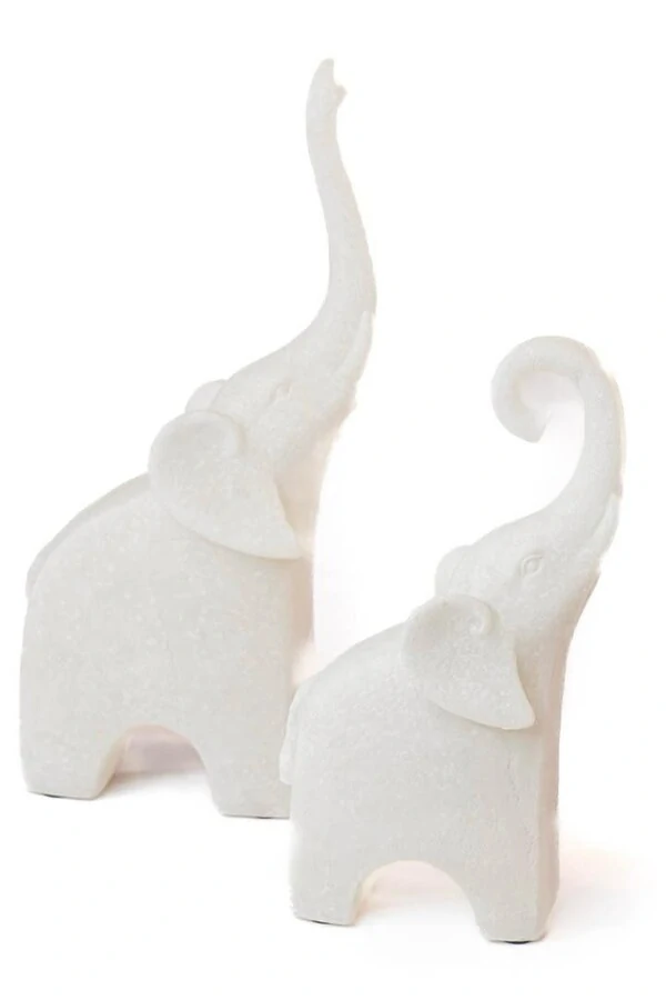 Escultura Decorativa Elefante Mármore Branco