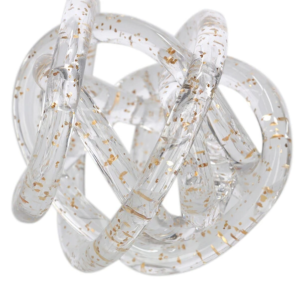 Escultura Decorativa Esfera em Vidro com Partículas Douradas