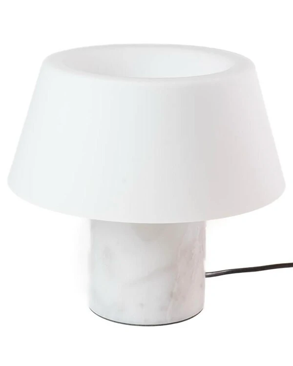 Abajur com Base em Mármore Branco e Cúpula Jateada