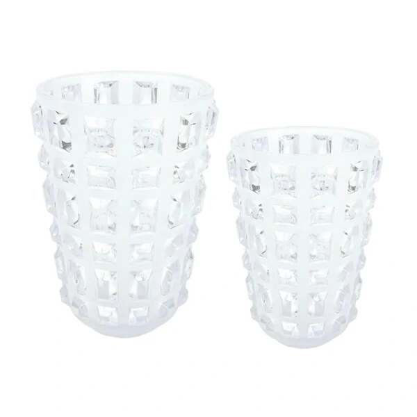 Vaso Decorativo em Vidro Fosco com Pastilhas Translúcidas