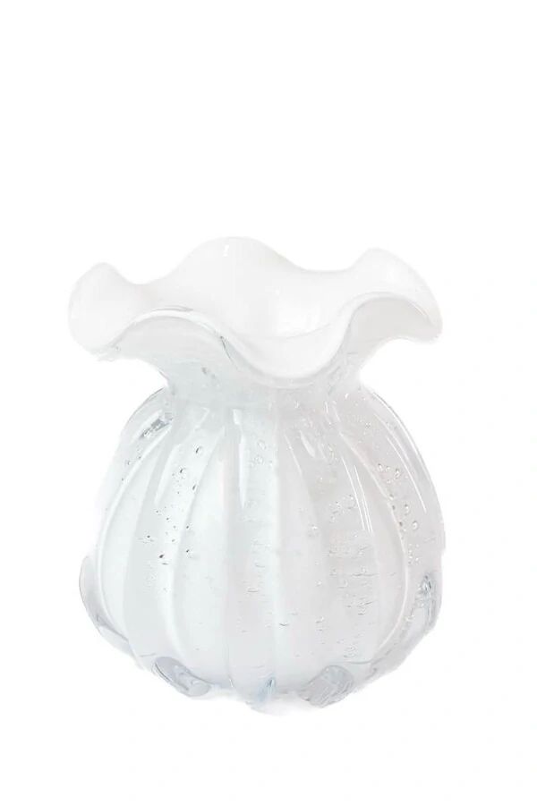 Vaso Decorativo Trouxinha Branco Estilo Murano