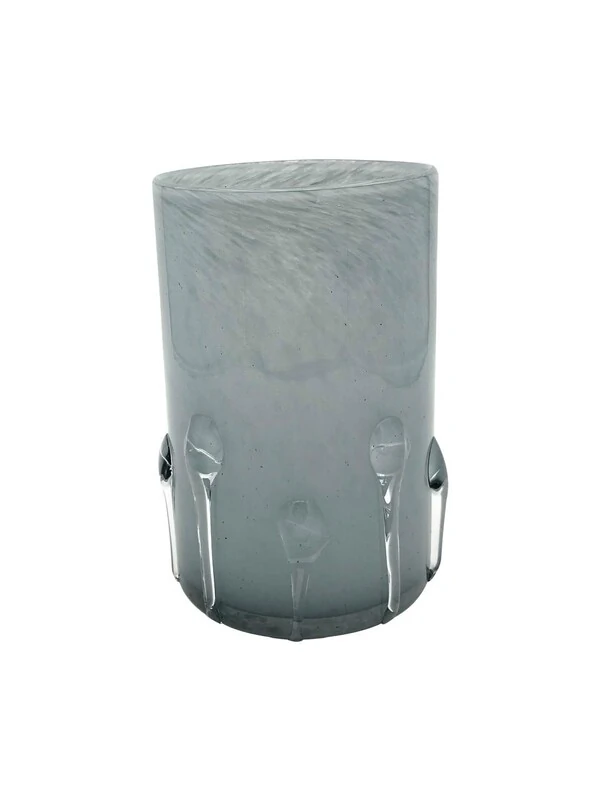 Vaso Decorativo em Vidro Transparente Cinza com Efeito de Gotas