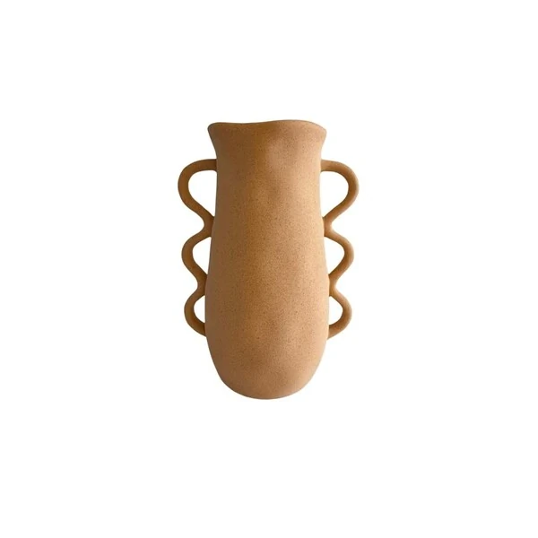 Vaso Decorativo em Cerâmica Terracota com Alças Onduladas