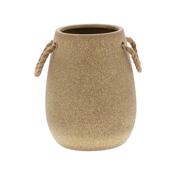 Vaso Decorativo em Cerâmica com Alça em Corda