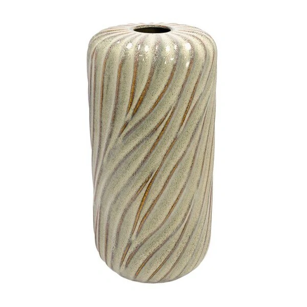 Vaso Decorativo de Cerâmica Bege e Marrom