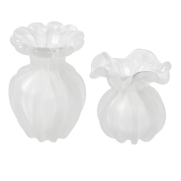 Vaso Decorativo Estilo Murano Incolor Fosco