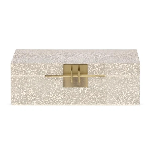 Caixa Decorativa em MDF com Revestimento em PU e Metais Dourados