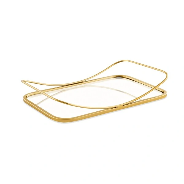 Bandeja em Metal Dourado com Espelho G