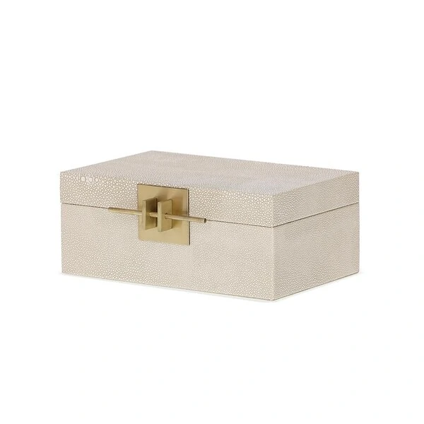 Caixa Decorativa em MDF com Revestimento em PU e Metais Dourados