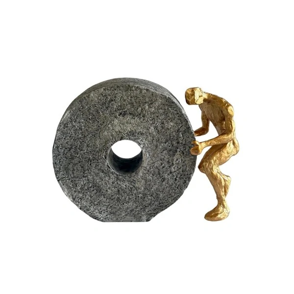 Escultura Decorativa Homem com Círculo de Pedra