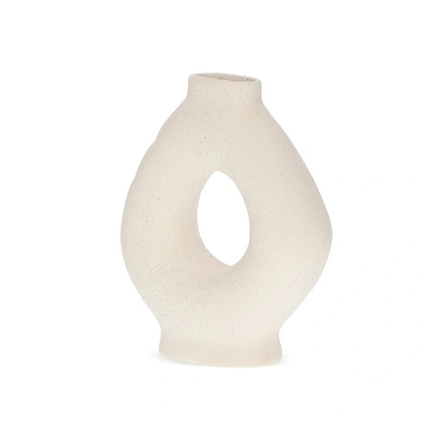 Vaso Decorativo em Cerâmica Off-White Vazado