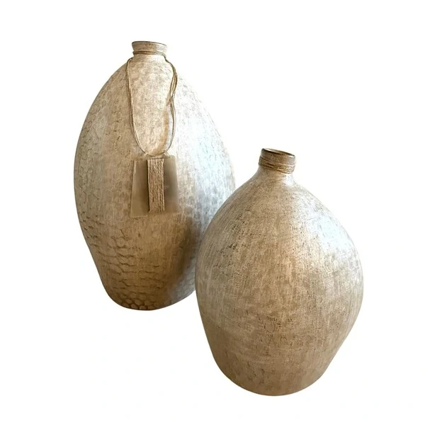 Vaso Decorativo em Cerâmica Mesclada com Detalhes Artesanais