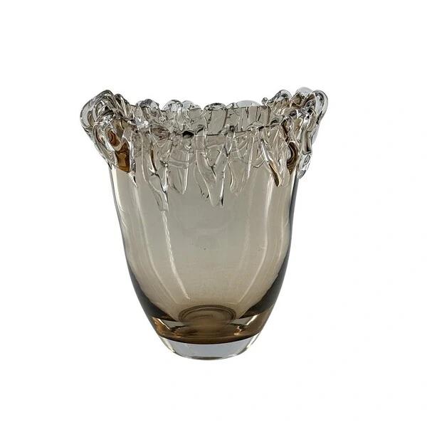 Vaso Decorativo em Vidro Murano Champanhe com Borda Orgânica